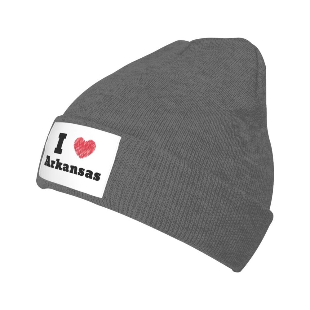 I Love Arkansas Beanie Hat for Men Women Winter Warm Knit Hats Ski Hat Skull Cap Deep Heather
