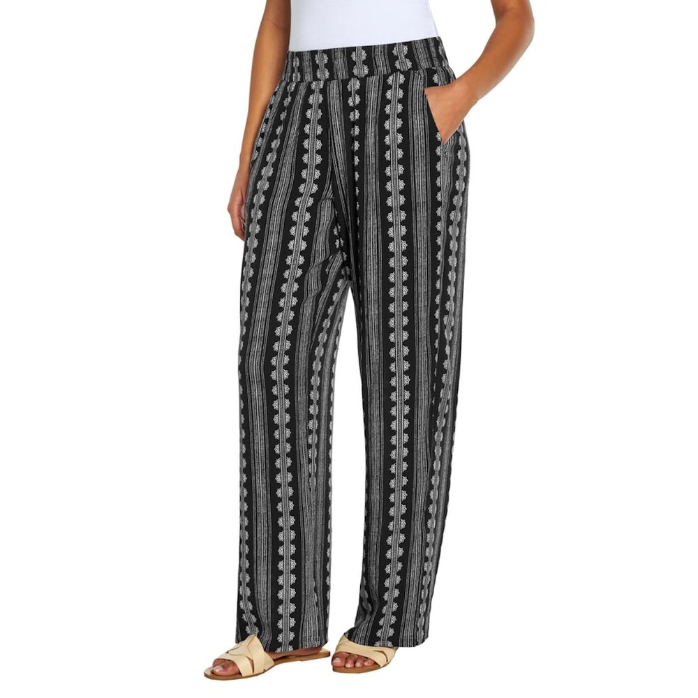 Three Dots Women's Elastic Pull On Pant with Pockets (US, Alpha, Small, Regular, Regular, Multi)