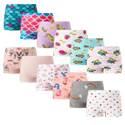 Winging Day Big Girls Assorted Prints Boyshort Underwear Size 14 (12-Pack)