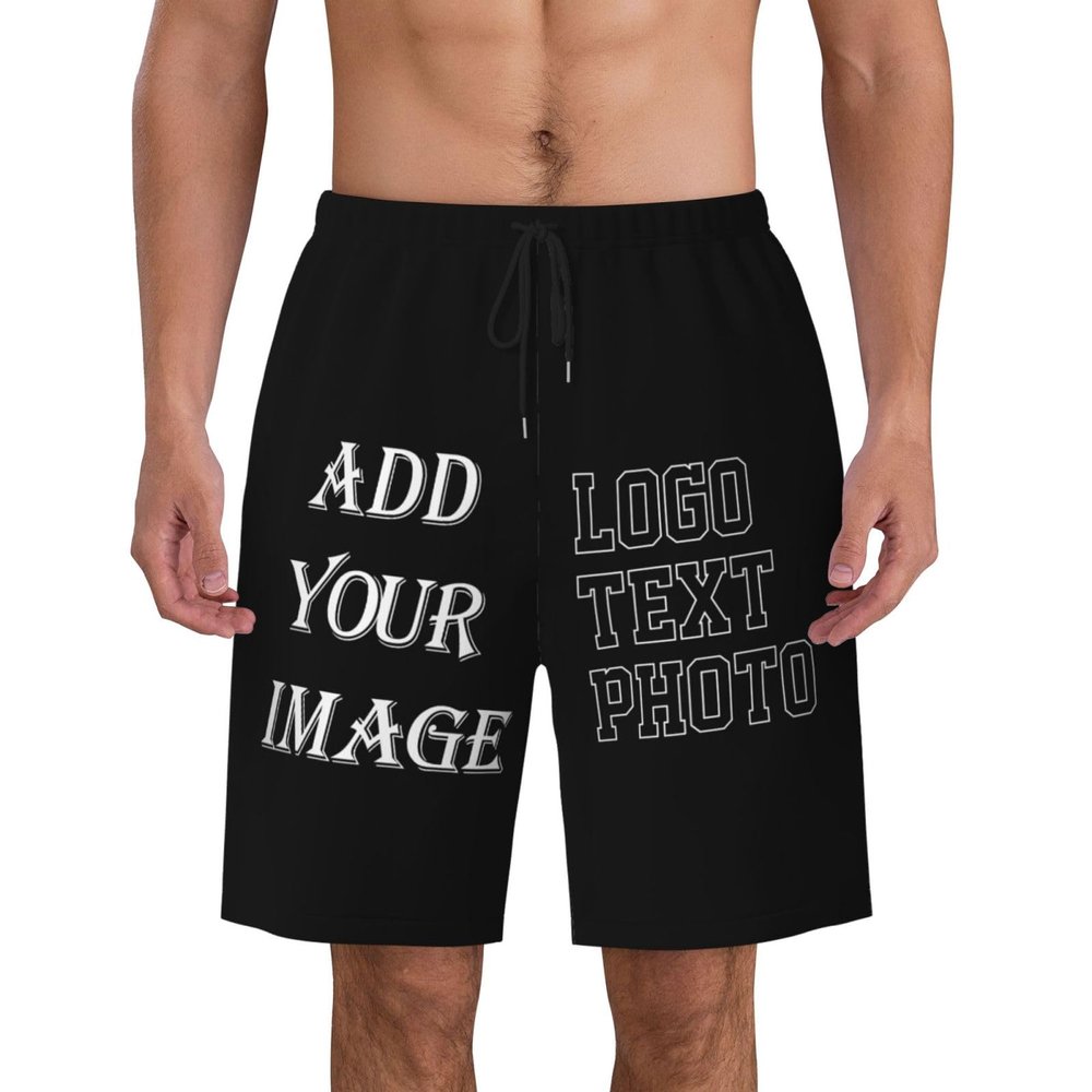 Custom shortss Men Personalized Short with Logo Text Photo Custom Swimshort Design Your own Mesh Lining Black X-Large