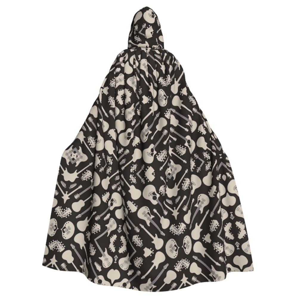 DRTGEDS Guitar Pattern Unisex Adult Full Length Hooded Cape Full Length Halloween Christmas Costume Party Cloak