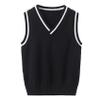 JEYPINMI Boys Girls V-Neck Knitted School Uniform Sweater Vest Spring Autumn Sleeveless Knit Pullover Tops Navy Blue 5-6 Years view 1