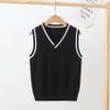 JEYPINMI Boys Girls V-Neck Knitted School Uniform Sweater Vest Spring Autumn Sleeveless Knit Pullover Tops Navy Blue 5-6 Years view 2