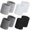 Willbond 8 Pack Wrist Sweatbands Sports Wristbands Tennis Sweatbands Neon 80s Thick Cotton Gymnastics Sweat Band International Sports Athletic Wristband for Men Women Party(White Grey Dark) view 1