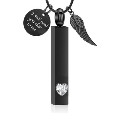 Hearbeingt Birthstones Urn Necklaces for Ashes for Women Men Cube Cremation Jewelry Urns Pendant for Human Ashes Memorial Keepsake Locket Jewelry