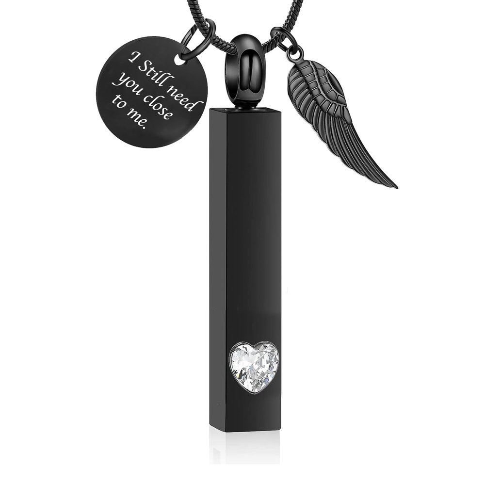 Hearbeingt Birthstones Urn Necklaces for Ashes for Women Men Cube Cremation Jewelry Urns Pendant for Human Ashes Memorial Keepsake Locket Jewelry