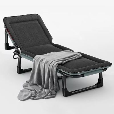 XGQXZWC Folding Camping Cot, Portable Foldable Bed for Adults, Folding Bed with Blanket, Portable Folding Bed with 4 Gears Adjustable, Easily Bear 150KG, for Travel Outdoor Home Office(Black)
