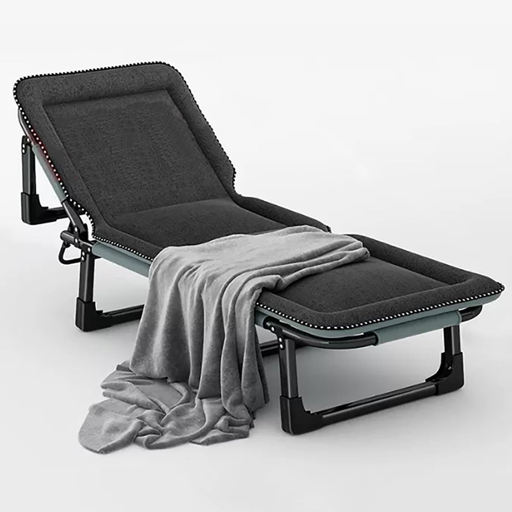 XGQXZWC Folding Camping Cot, Portable Foldable Bed for Adults, Folding Bed with Blanket, Portable Folding Bed with 4 Gears Adjustable, Easily Bear 150KG, for Travel Outdoor Home Office(Black)