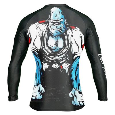 DEHAHA Men's Gorilla Long Sleeve BJJ Rash Guard Grappling Gear Fight Wear, X-Large
