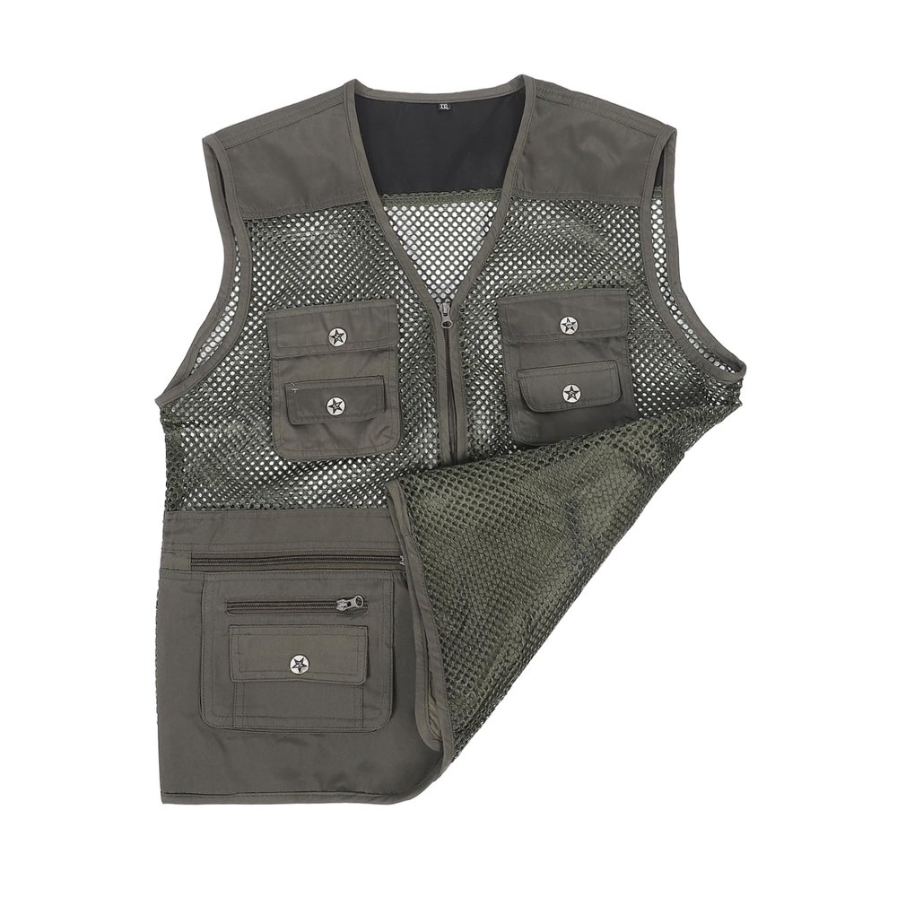 BESPORTBLE Adult Fly Fishing Vest with Pockets Lightweight Outdoor Travel Vest for Camping and Emergency Situations and Breathable Design for Men Xxl