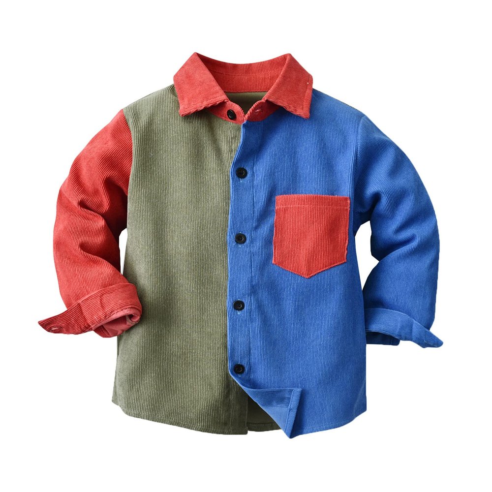 Kids Little Boys Baby Corduroy Button Down Shirts Toddler Long Sleeve Retro Shacket Jacket Top Fall (Blue, 3-4 Years)