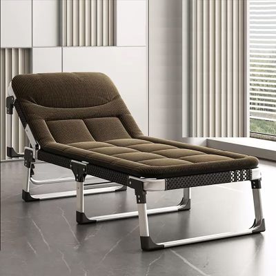 Folding Bed Camping Bed for Adults, Folding Camp Bed Single with Mattress and Pillow, Portable Sleeping Cot with 5-Position Adjustable, Foldable Bed for Travel Outdoor Home Office(Brown)