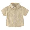 Baby Boys and Toddler Casual Short Sleeve Button Down Plaid Shirts Summer T-Shirt for Kids Outwear (A-Yellow, 4-5 Years) view 1