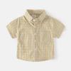 Baby Boys and Toddler Casual Short Sleeve Button Down Plaid Shirts Summer T-Shirt for Kids Outwear (A-Yellow, 4-5 Years) view 2
