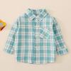 Baby Boys' and Toddler Long Sleeve Button Down Shirt Kid Cotton Plaid Shirt Boys Western Toddler (Green, 6-12 Months) view 3