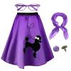 Zwirelz 1950s Poodle Skirt Costume Outfit for Women 4 Pcs 50s Vintage High Waist Swing A-Line Skirt Scarf Eyeglasses Earrings view 1