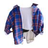 Toddler Flannel Shirt Jacket Plaid Long Sleeve Lapel Button Down Shacket Little Kids Boys Fall (Blue, 18-24 Months) view 1