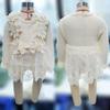 Baby Girl Romper Dress Long Sleeves Embroidered Flowers Ribbed Knitted Bow Lace Tutu Skirts (Solid Beige, 0-3M) view 2