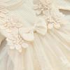 Baby Girl Romper Dress Long Sleeves Embroidered Flowers Ribbed Knitted Bow Lace Tutu Skirts (Solid Beige, 0-3M) view 4