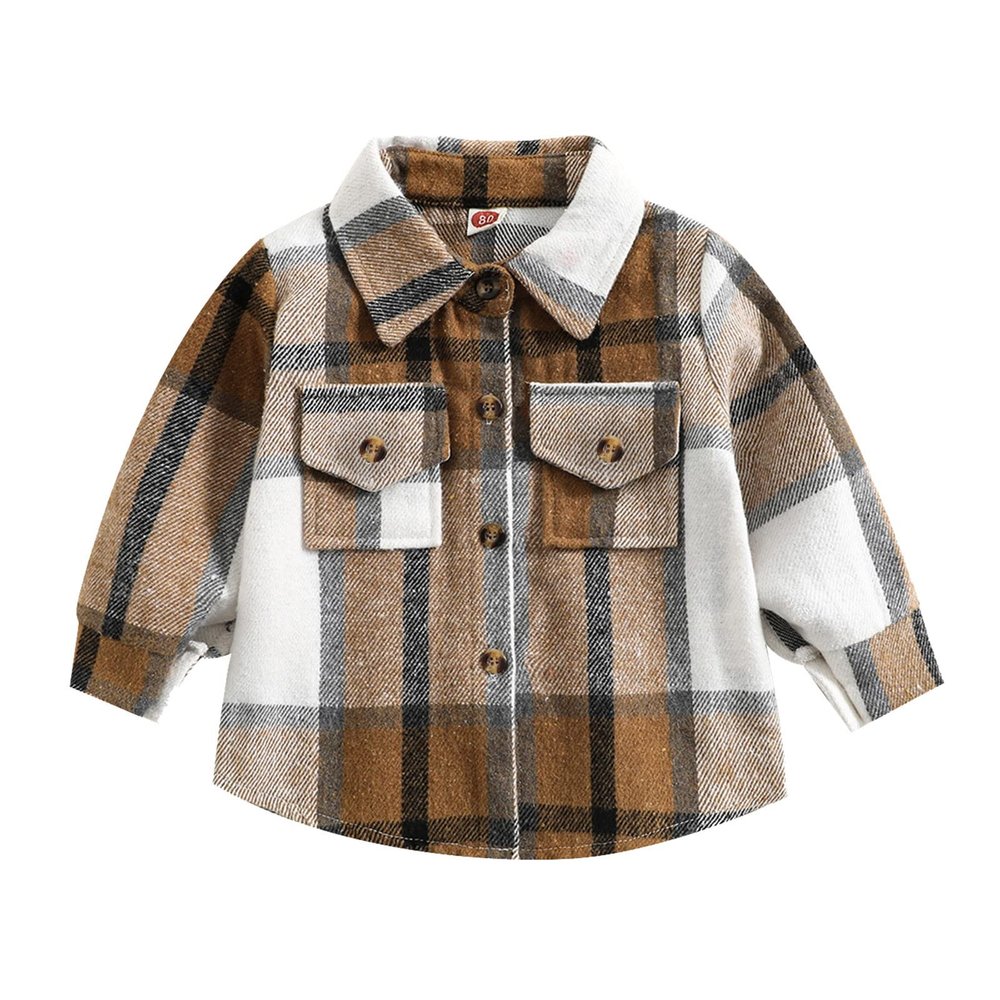 Baby & Toddler Button Down Shirt Kid Flannel Shirt Plaid Shirt Boys Western Shirts Long Sleeve Baby (A, 6-12 Months)