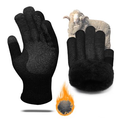 CozyGalar Winter Gloves Men, Thermal Merino Wool,6 Finger Touch Screen, Thickened Warm Fleece lined for Running Biking Christmas Husband
