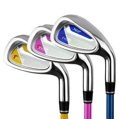 Golf Club for Kids Beginners - Junior #7 Iron with Carbon or Steel Shaft for Enhanced Golf Swing Experience (for 6-8Y,Carbon(Blue))