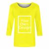 3/4 Sleeve Custom T Shirts for Women Design Your Own Shirt Add Image Personalized Soft Tee Tops Printed Photo Front Custom 3/4 Sleeve Shirt Yellow view 3