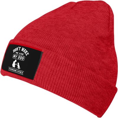TANGZHONGK Don't Make Me Use My Dog Training Voice Knit Beanie Hats Men Women Black Winter Hats Skull Caps Warm Classic Slouchy