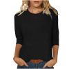 3/4 Sleeve Custom T Shirts for Women Design Your Own Shirt Add Image Personalized Soft Tee Tops Printed Photo Front 3/4 Sleeve T Shirts for Women Custom Black view 2