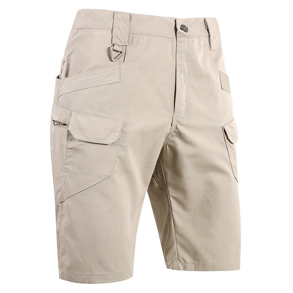 Ymosrh Men's Casual Tactical Cargo Shorts - Lightweight Quick Dry Breathable Hiking Fishing Shorts (L, Khaki)