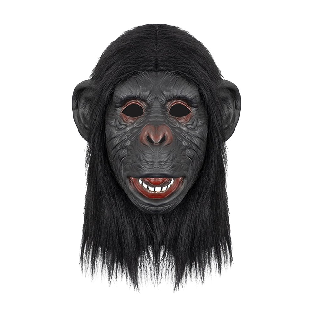 Adult Halloween Costume Animal Baboon Latex Full Head Mask Monkey Chimp Cosplay Props Smile Black Gorilla Ape Party Helmet