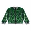 Lorilida Girls Shiny Sequin Bomber Jacket Long Sleeve Lightweight Sparkle Jackets Coat Club Party Tops Green 14 Years view 4