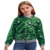 Lorilida Girls Shiny Sequin Bomber Jacket Long Sleeve Lightweight Sparkle Jackets Coat Club Party Tops Green 10 Years view 1