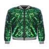 Lorilida Girls Shiny Sequin Bomber Jacket Long Sleeve Lightweight Sparkle Jackets Coat Club Party Tops Green 10 Years view 3