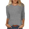 3/4 Sleeve Custom T Shirts for Women Design Your Own Shirt Add Image Personalized Soft Tee Tops Printed Photo Front 3/4 Sleeve T Shirts for Women Custom Gray view 2