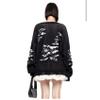 Insarue Women's Perforated Sweater Gothic Loose Fashion Sweater Contrasting Long Sleeved Pullover Sweater Y2K Sweater (Black,S,Small) view 3