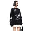 Insarue Women's Perforated Sweater Gothic Loose Fashion Sweater Contrasting Long Sleeved Pullover Sweater Y2K Sweater (Black,S,Small) view 4