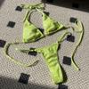 Eilova Orityle Women's Liquid Metallic Sexy Triangle Bikini Set Shiny Bathing Suit Two Pieces Swimsuit Tie Two Sides Bottom view 3