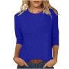 3/4 Sleeve Custom T Shirts for Women Design Your Own Shirt Add Image Personalized Soft Tee Tops Printed Photo Front 3/4 Sleeve T Shirts for Women Blue view 2