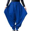QOAAIE Men's Drawstring Hippie Harem Pants Loose Elastic Waist Drop Crotch Trousers Retro Stretchy Lounge Pants (Blue,X-Large) view 1