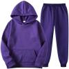 CCHZYSKO Tracksuit 2 Piece Autumn Winter Solid Casual Jogger Gym Sport Pocket Long Sleeve Sweatsuit Hoodies and Sweatpant Set 02-Purple view 1