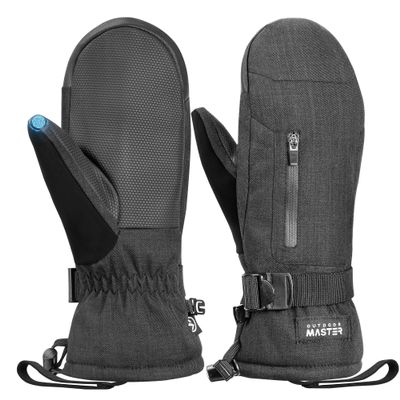 OutdoorMaster Ski Snow Mittens for Women & Men, Thermal Snowboard Ski Gloves Screen Touch, Warm Winter Anti-Slip Waterproof with Double-Pocket for Cold Weather Sports, Skiing, Snowboarding