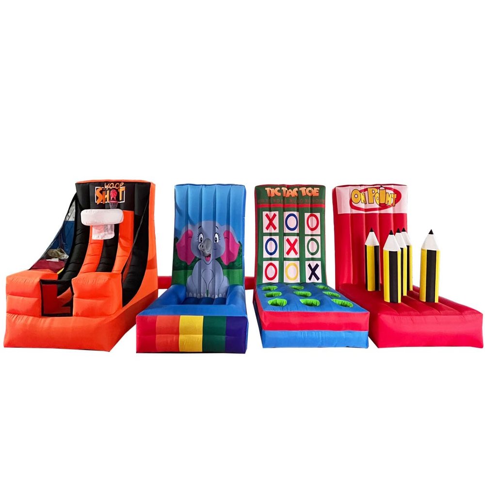 4 in 1 Inflatable Ring Toss Game Inflatable Basketball Hoop Shot, with Blower, Inflatable Carnival Games for Birthday Partis, Lawn Games, School Events