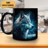 Hyturtle Personalized Wolf Mug - Christmas Birthday Gifts For Wolf Lovers - Wolves Gifts for Girls Men Women - Wolves Lover Gifts for Wild Animal Lovers Custom Name 11oz Black Ceramic Coffee Tea Cup view 2