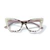 laureles Bling Crystal Cat Eye Reading Glasses Rhinestone Blue Light Blocking Leopard Eyewear for Women L18 (C1, +2.00 Magnification) view 1