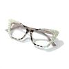 laureles Bling Crystal Cat Eye Reading Glasses Rhinestone Blue Light Blocking Leopard Eyewear for Women L18 (C1, +2.00 Magnification) view 2