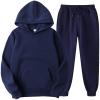 CCHZYSKO Tracksuit 2 Piece Autumn Winter Solid Casual Jogger Gym Sport Pocket Long Sleeve Sweatsuit Hoodies and Sweatpant Set 01-Navy view 1