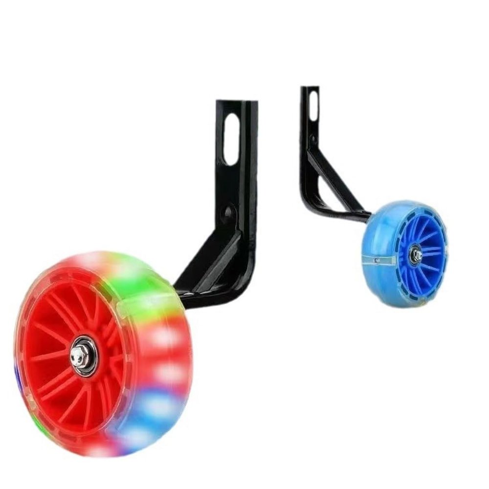 1 Pair Kids Bicycle Training Wheels for 20inch 18inch 16inch 14inch 12inch Flash LED Training Wheels for Children's Durable PU Noise-free Cycling Accessory Easy Installation (Red,20inch)