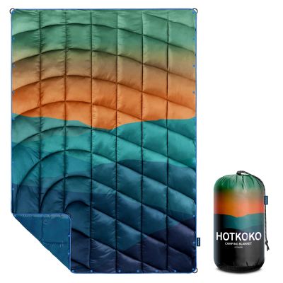 hotkoko Puffy Camping Blanket, Packable Puffy Blanket for Outdoor Camping, Traveling, Stadium, Hiking, Picnics 52x75 inches