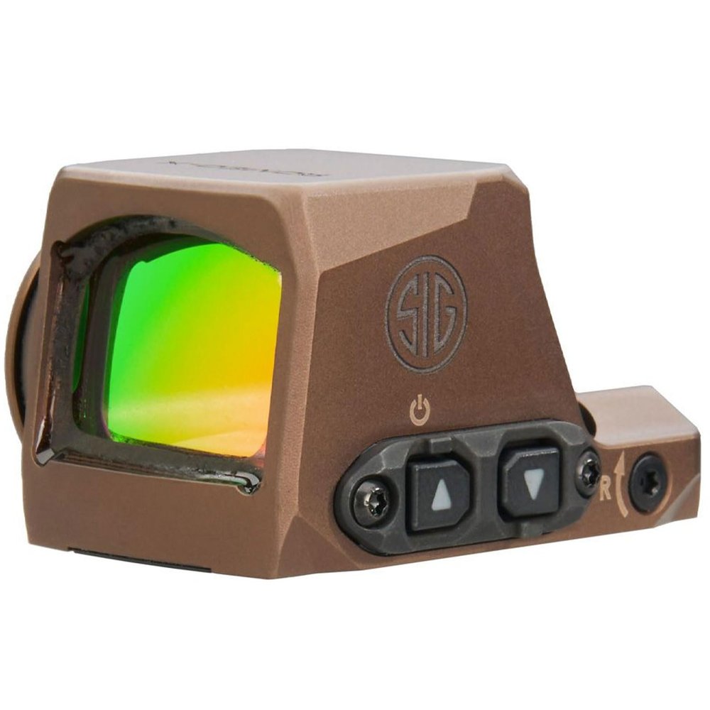 SIG SAUER Romeo-X Compact Pistol-Mounted Reflex Sight | Rugged Durable Aluminum Lightweight Waterproof MOTAC Open Sight with 15 Illumination Settings, FDE, 2 MOA / 32 MOA Red Circle Dot